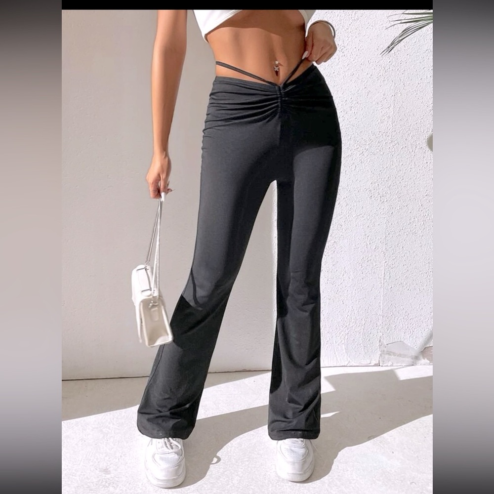 Waist Tie Flare Leg Pants